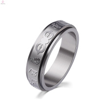 Bague mantra en argent gravé sur mesure en acier inoxydable